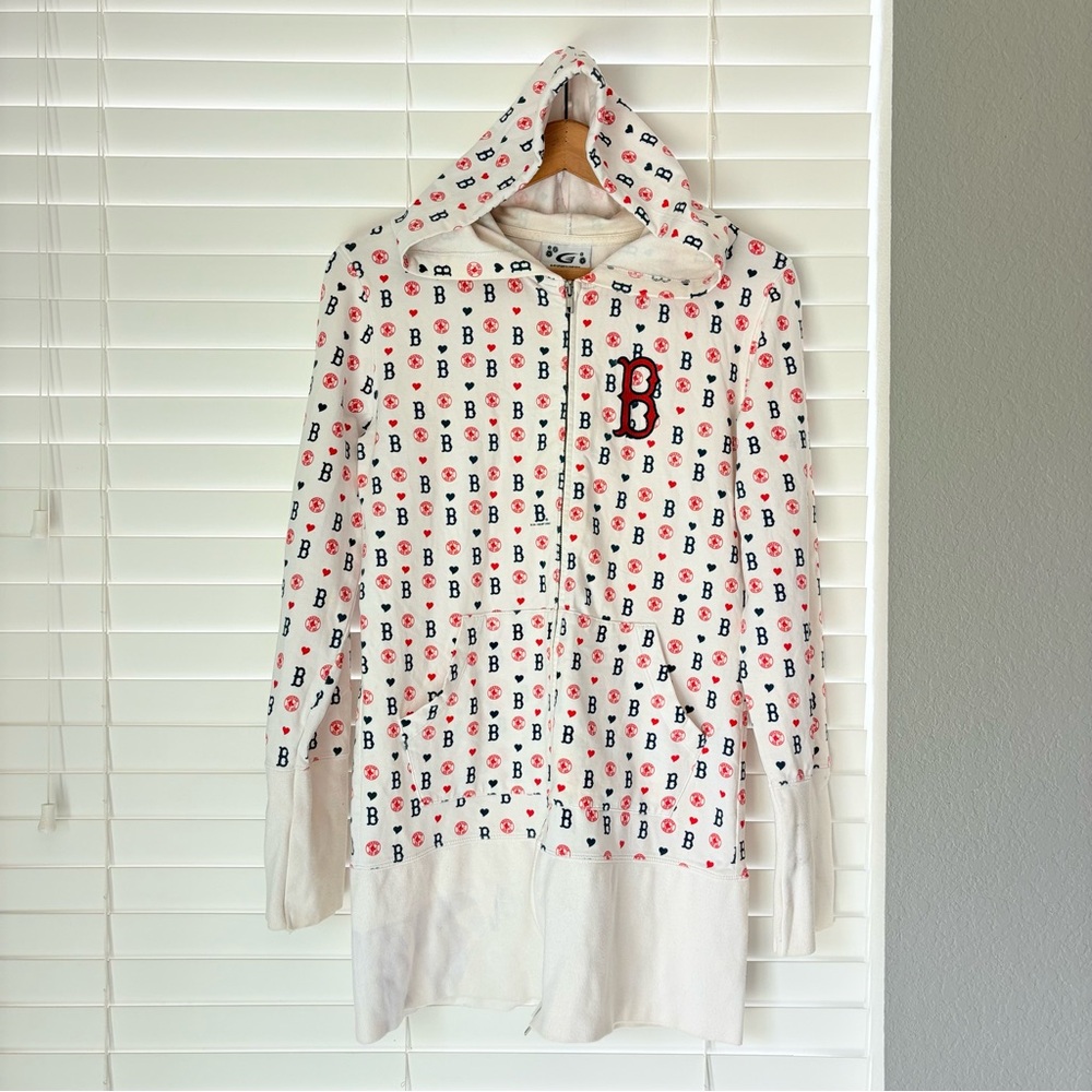 Boston Red Sox Women’s Hoodie White Red Full Zip Jacket 95% Cotton Size M